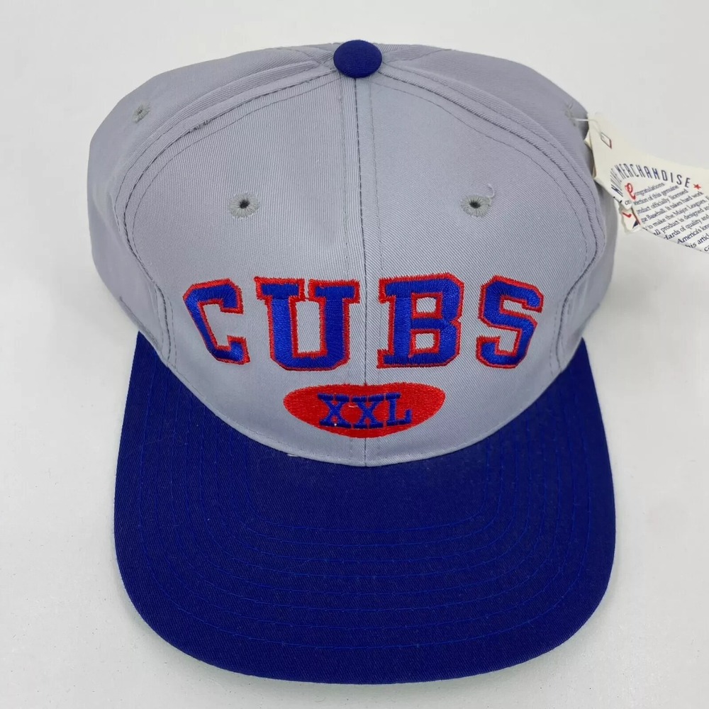Vintage Chicago Cubs Annco XXL Snapback Hat Grey Blue MLB Baseball Cap NWT